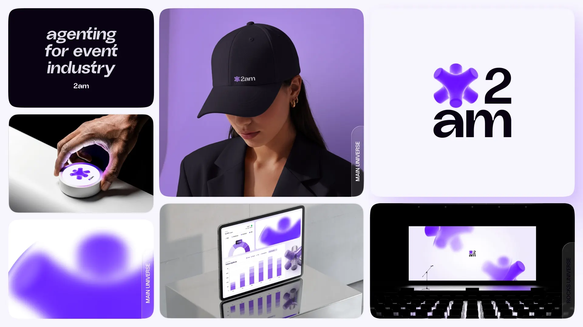 2AM logotype et variations sur fonds sombres