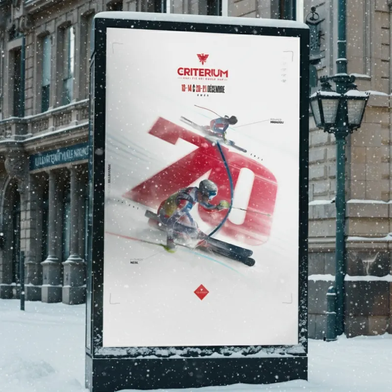 Affiche en situation, abribus enneigé