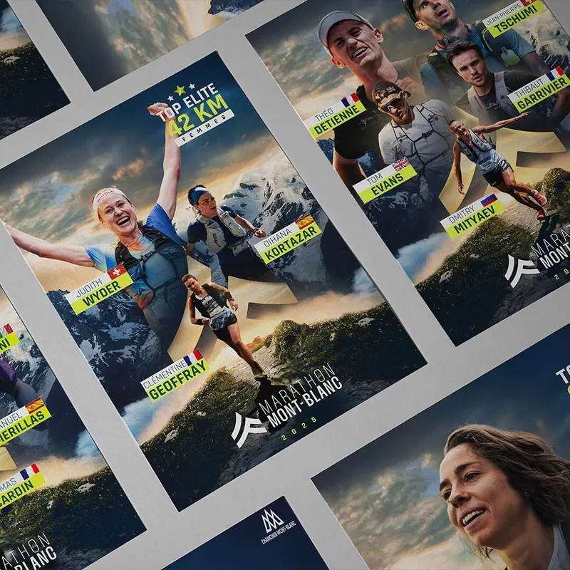 Marathon du Mont-Blanc baches inscription noms des coureurs