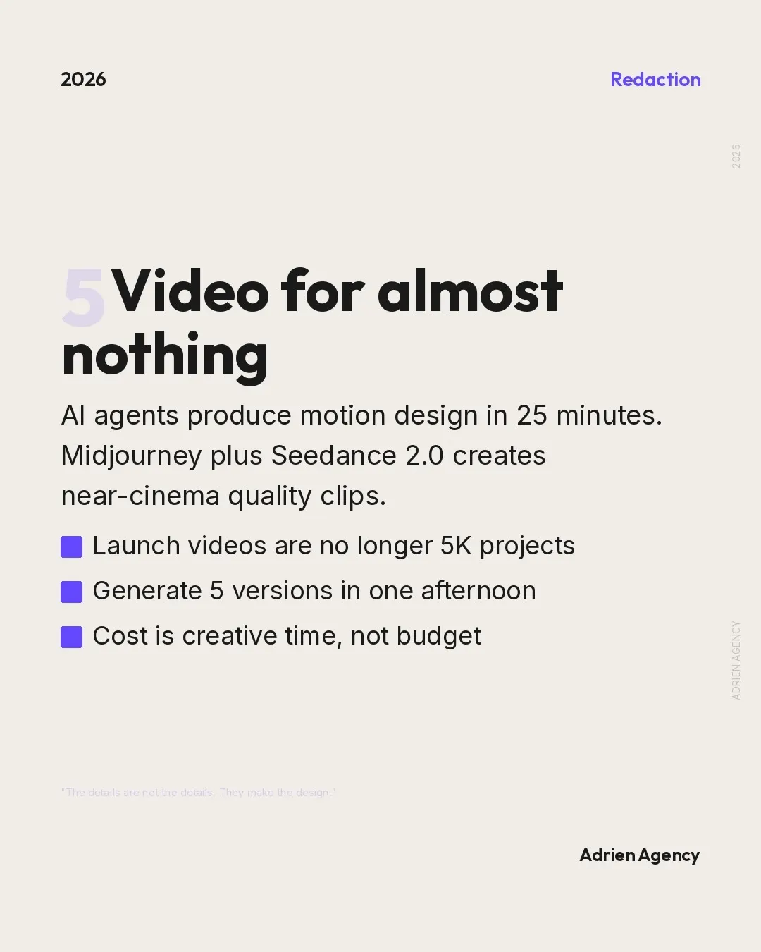 Video for almost nothing. AI agents produce motion design in 25 minutes.