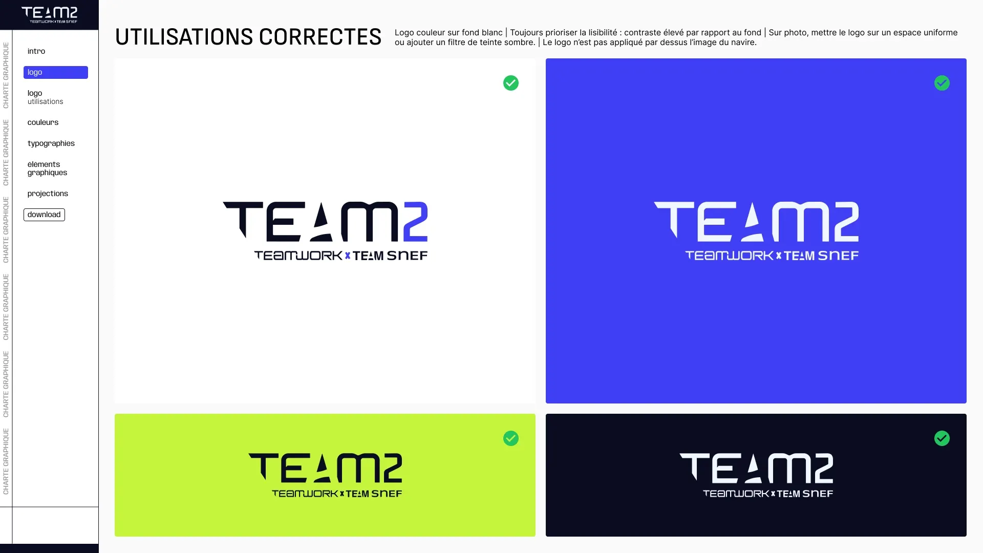 Team² palette de couleurs et patterns triangulaires